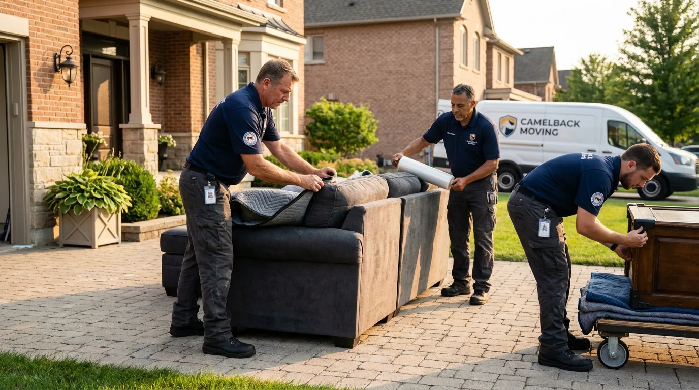 Large estate moving crew wrapping furniture in Memphis, MO